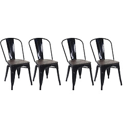 Decoshop26 4 chaises de salle à manger style industriel factory métal noir et assise en bois CDS04541