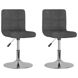 Decoshop26 Lot de 2 chaises de salle à manger siège pivotant hauteur réglable en tissu gris foncé cadre en acier DEC025249