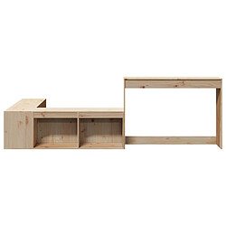 Decoshop26 Chevet avec bureau en L - Chêne