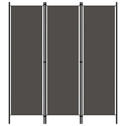 Decoshop26 Paravent séparateur de pièce cloison 3 panneaux 150 x 180 cm en tissu anthracite et fer DEC030722