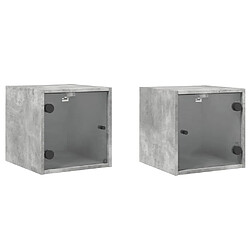 Decoshop26 Lot de 2 tables de chevet murales - Gris