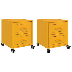 Decoshop26 lot de 2 tables de chevet - Moutarde