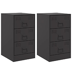 Decoshop26 lot de 2 chevets 3 tiroirs - Noir