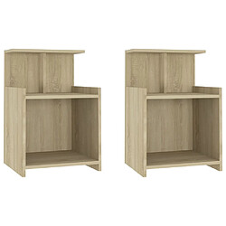 Decoshop26 Lot de 2 tables de chevet - Chêne