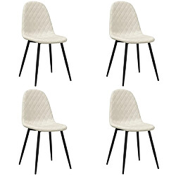 Decoshop26 Set de 4 chaises de salle à manger design moderne en tissu velours blanc pieds en métal DEC025619