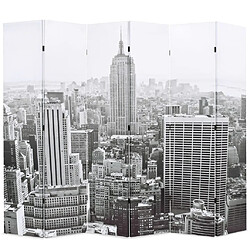 Decoshop26 Paravent séparateur de pièce cloison pliable 228 x 170 cm motif new york noir et blanc DEC031174