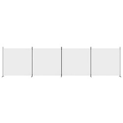 Decoshop26 Séparateur de pièce cloison 4 panneaux 698 x 180 cm tissu blanc et fer DEC030842