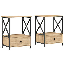Decoshop26 lot de 2 tables de chevet - Chêne
