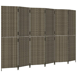 Decoshop26 Paravent séparateur de pièce cloison 6 panneaux en résine tressée gris et acier DEC031076