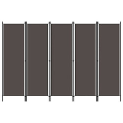 Decoshop26 Paravent séparateur de pièce cloison 5 panneaux 250 x 180 cm en tissu anthracite et fer DEC030934