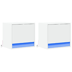 Decoshop26 lot de 2 chevets muraux LED - Blanc