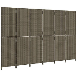 Decoshop26 Paravent séparateur de pièce cloison 6 panneaux en résine tressée gris et acier DEC031076