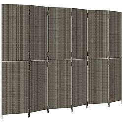 Decoshop26 Paravent séparateur de pièce cloison 6 panneaux en résine tressée gris et acier DEC031077