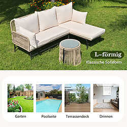 Okwish Salon de jardin corde tressée - Beige