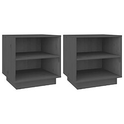 Decoshop26 Lot de 2 tables de chevet - Gris