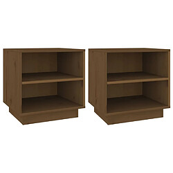 Decoshop26 Lot de 2 chevets étagère - Marron Chevets avec étagère - bois de pin - style moderne - lot de 2
