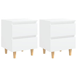 Decoshop26 Lot de 2 tables de chevet - Blanc