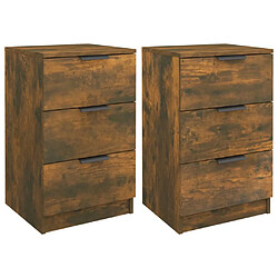 Decoshop26 Lot de 2 tables de chevet 3 tiroirs - Marron