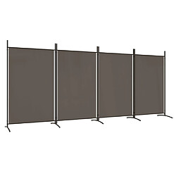 Decoshop26 Séparateur de pièce cloison 4 panneaux 346 x 180 cm tissu anthracite et fer DEC030827