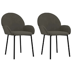 Decoshop26 Set de 2 chaises de salle à manger design classique en tissu gris foncé DEC025523