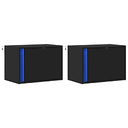 Decoshop26 lot de 2 chevets muraux - Noir