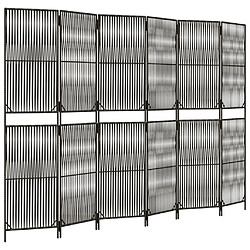 Decoshop26 Paravent séparateur de pièce cloison 6 panneaux en résine tressée et acier gris DEC031078