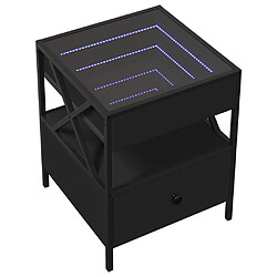 Decoshop26 Table de chevet avec miroir LED - Noir