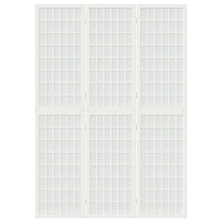 Decoshop26 Paravent séparateur de pièce cloison pliable 3 panneaux 120 x 170 cm bois de sapin blanc et papier de riz DEC031176