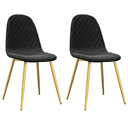 Decoshop26 Set de 2 chaises de salle à manger design moderne couture en losange en tissu velours noir DEC025568