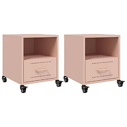 Decoshop26 lot de 2 tables de chevet - Rose
