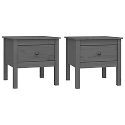 Decoshop26 Lot de 2 chevets avec tiroir - Gris
