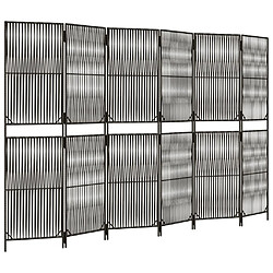 Decoshop26 Paravent séparateur de pièce cloison 6 panneaux en résine tressée gris et acier DEC031079