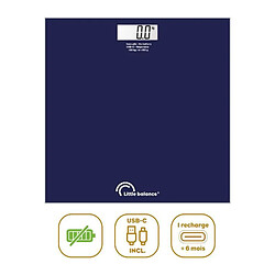 Little balance SB3 - Bleu nuit Pèse-personne électronique - Recharge USB-C - Batterie Li-Ion remplaçable - Base plastique recyclé - Écran LCD - Précision 100 g - Câble USB-C inclus