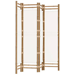 Decoshop26 Paravent séparateur de pièce cloison pliante 4 panneaux 160 cm bambou et toile crème DEC031189