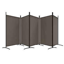 Acheter Decoshop26 Séparateur de pièce cloison 5 panneaux 433 x 180 cm en tissu anthracite et fer DEC030933