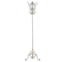 Decoshop26 Porte-manteau en fer blanc antique avec 12 crochets 175cm MED05029