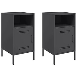 Decoshop26 Lot de 2 chevets porte - Noir
