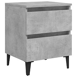 Decoshop26 Table de chevet 2 tiroirs - Gris