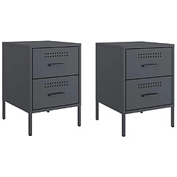 Decoshop26 lot de 2 tables de chevet - Anthracite