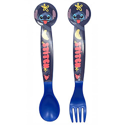 Disney Set Couverts pour Enfant Cuillère et Fourchette Motif Stitch Palms Bleu