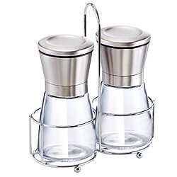 Cheffinger Moulins à Sel et Poivre Manuel Inox et Verre Ultra Durable Solide Argent