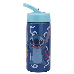 Disney Gourde 410 ml Stitch pour Enfant avec Poignée et Paille Intégrée Bleu