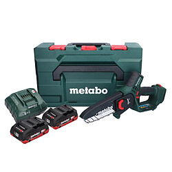 Metabo MS 18 LTX 15 Trononneuse sans fil 18 V 15 cm 5 m/s + 2x accu 4,0 Ah + chargeur + metaBOX
