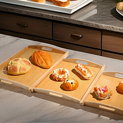 Cheffinger Set 3 Plateaux pour Repas en Bambou Naturel Ultra Durable Résistant Marron clair