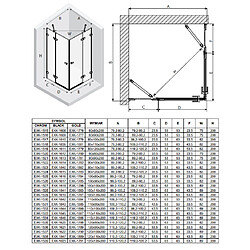 OTITEC Cabine de douche 110x80cm 2 portes pivotantes,CARAIBES GUNMETAL BRUSHED, inox brossé,acces d'angle pas cher