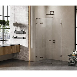 OTITEC Cabine de douche gauche 100x120 pivotante CARAIBES GUNMETAL BRUSHED,couleur: inox brossé, accès de face