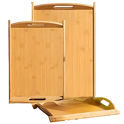 Cheffinger Set 3 Plateaux pour Repas en Bambou Naturel Ultra Durable Résistant Marron clair