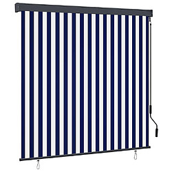 vidaXL Store Roulant Extérieur Rayé Bleu et blanc 180 x 250 cm tissu