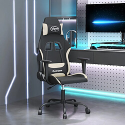vidaXL Chaise de jeu de massage Noir et crème Tissu 