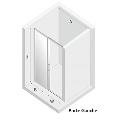 OTITEC Porte de douche coulissante chromé droite 2 volets IBIZA CHROME,Largeur: 150 cm pas cher